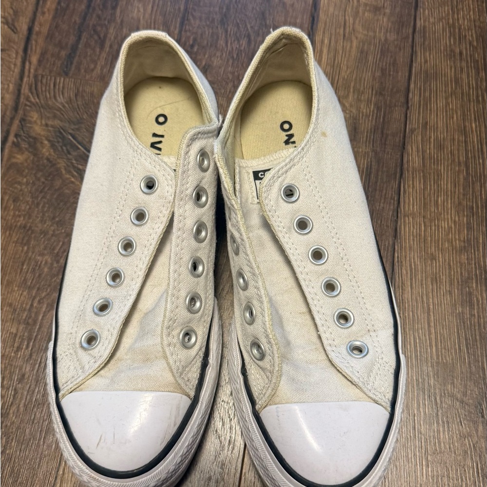 Converse Beige Canvas Slip-On Shoes